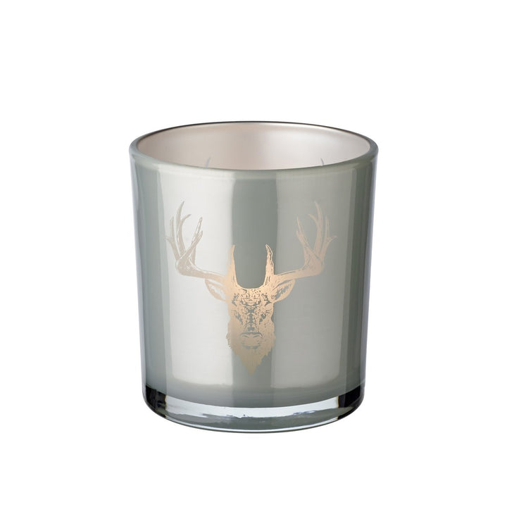 Set de 2 verres à bougies Eto (hauteur 8 cm, Ø 7 cm), gris, avec motif cerf