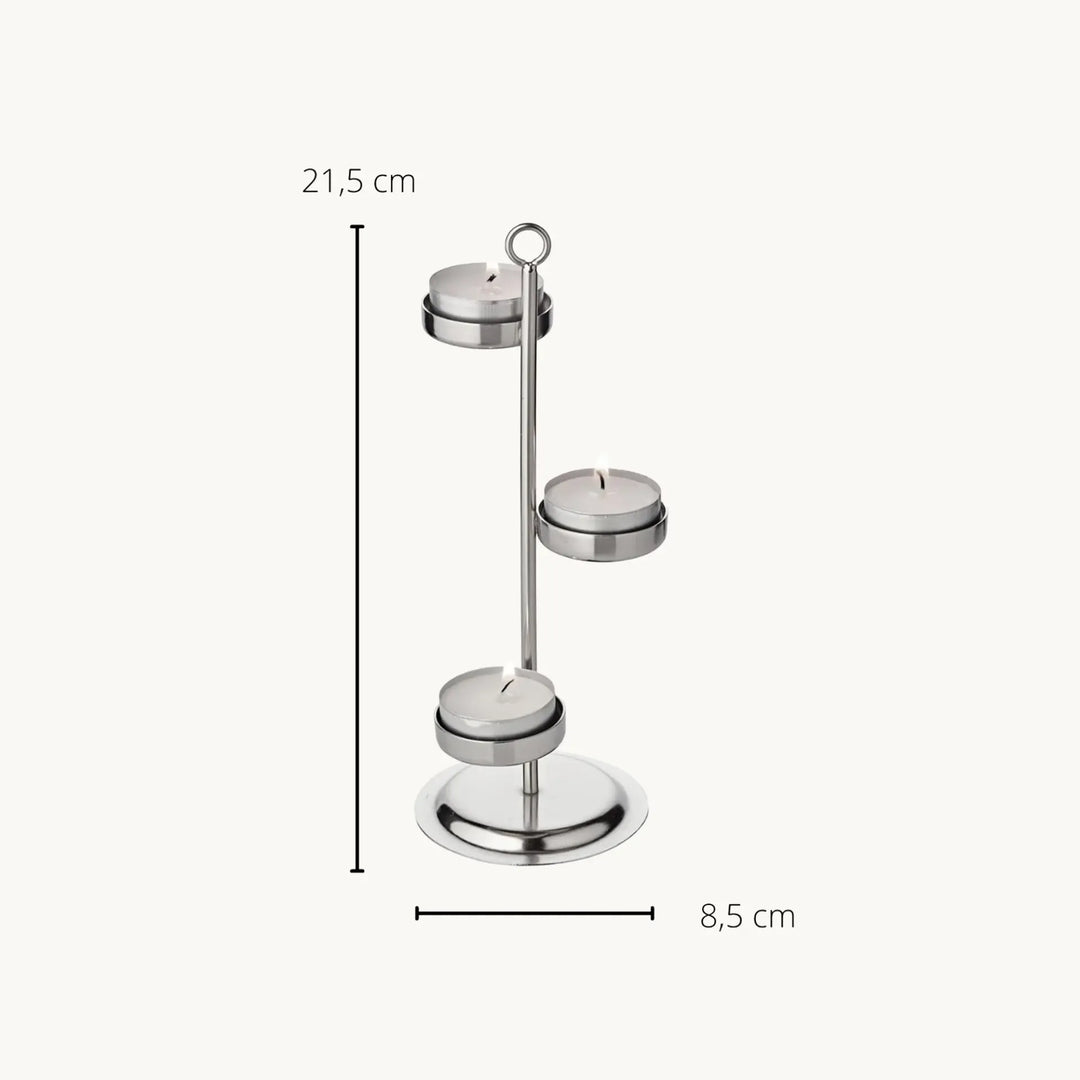 Photophore Denver H: 21,5 cm | Argenté, brillant | Acier inoxydable nickelé