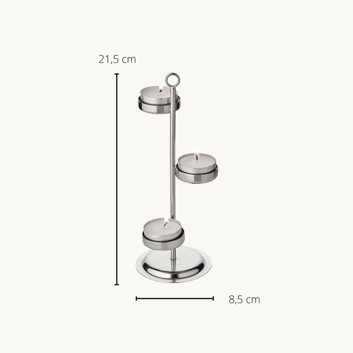 Photophore Denver H: 21,5 cm | Argenté, brillant | Acier inoxydable nickelé