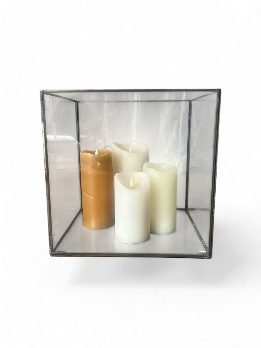 Lanterne sans anse laiton antique avec verre