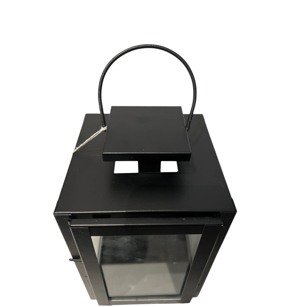 Lanterne Noir Hauteur 21  cm  et 6  bougies LED en cire offertes