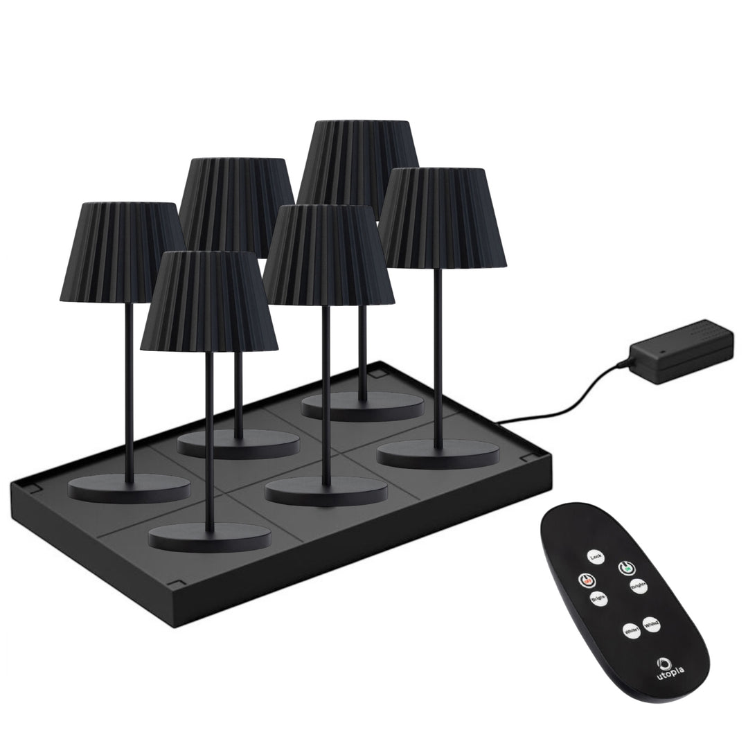Set de 6 Lampes Rechargeables sans fil Dominica Noir H26 cm pour Horeca