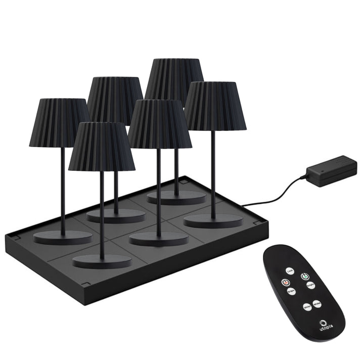 Set de 6 Lampes Rechargeables sans fil Dominica Noir H26 cm pour Horeca