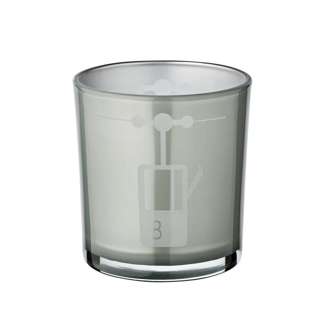 Lot de 2 photophores en verre (hauteur 8 cm, ø 7,5 cm) en gris, avec motif  télécabine de ski