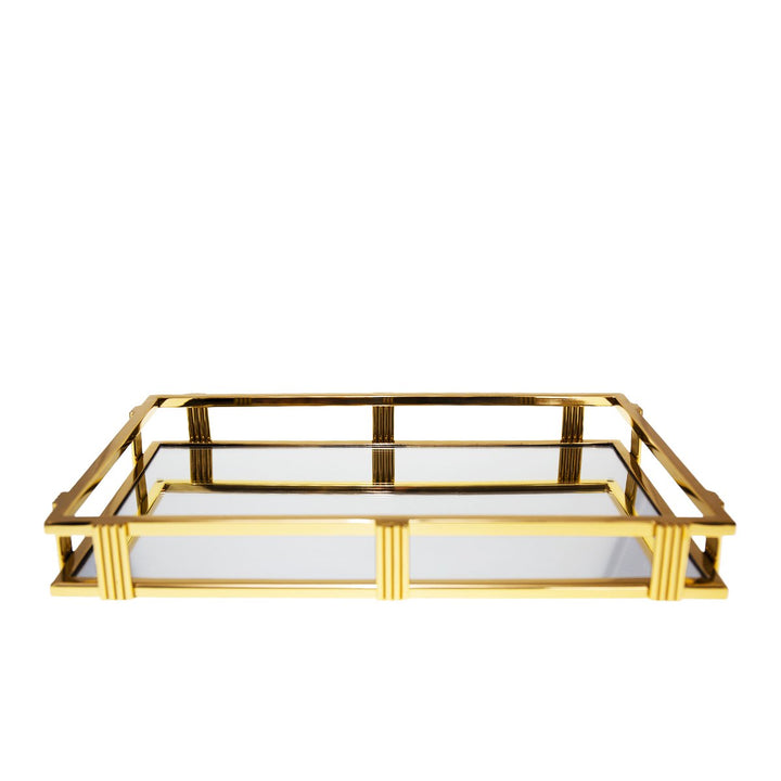 Plateau miroir rectangulaire doré 42x27x5cm