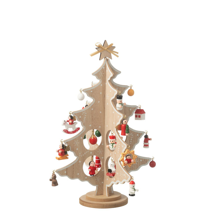  Arbre de Noël avec Figurines Pliable Bois Naturel