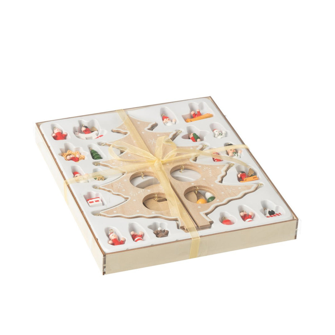  Arbre de Noël avec Figurines Pliable en Bois Naturel