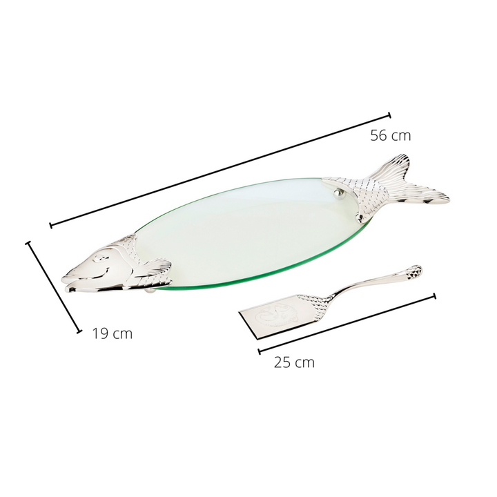 Assiette de Service poisson Saumon argente et verre
