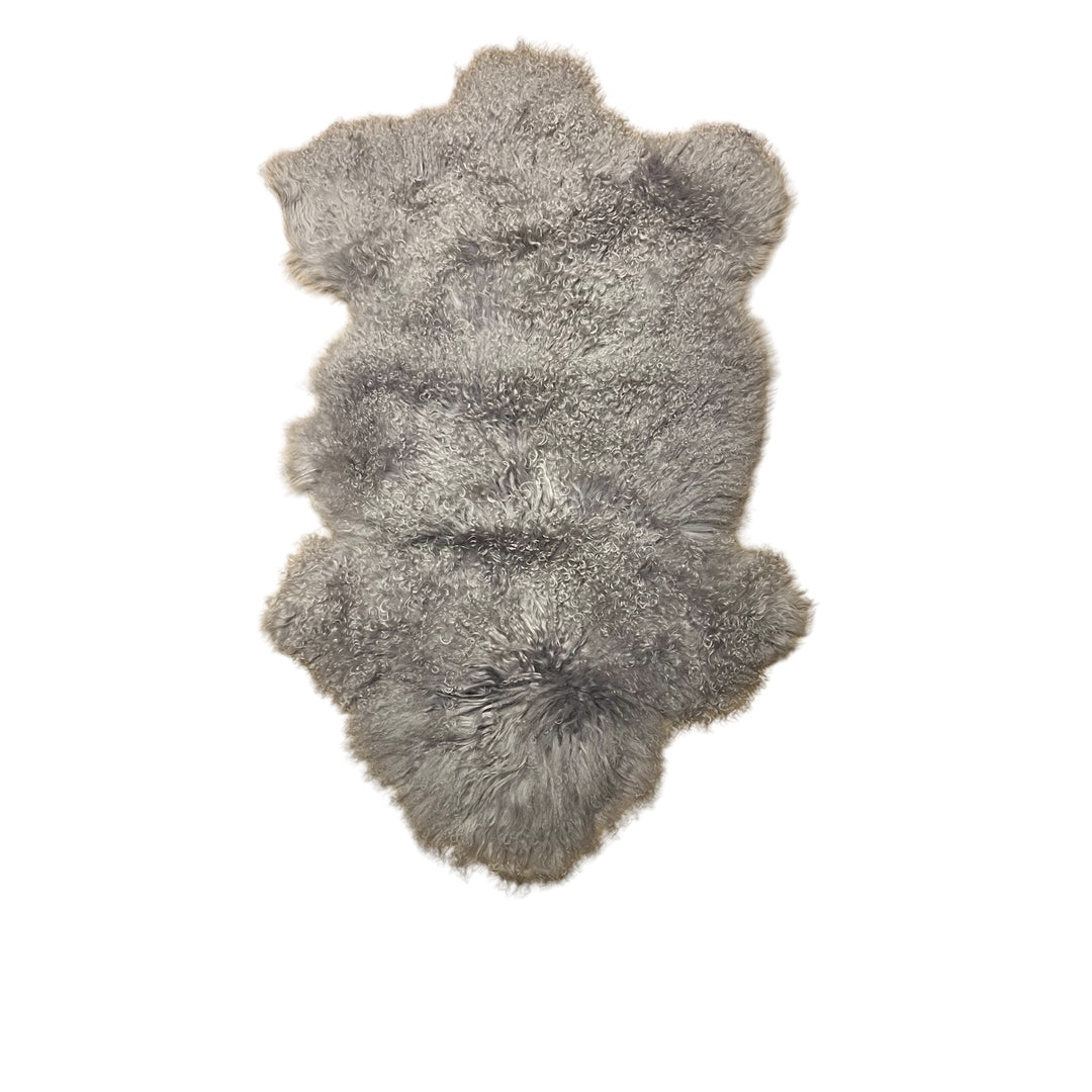 Tapis Décoratif  en peau de mouton tibétain Gris