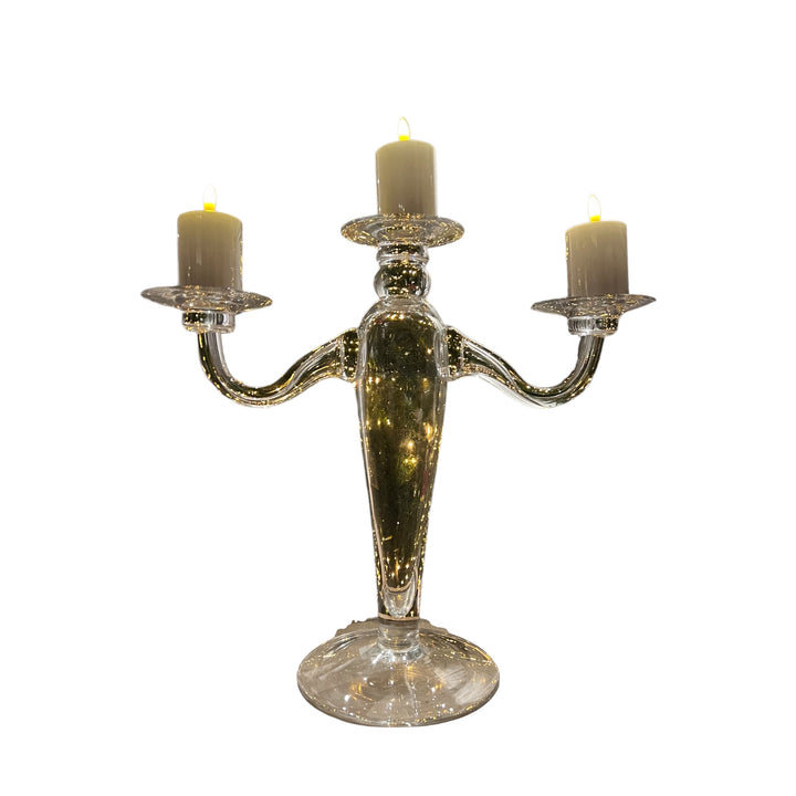 Chandlelier en verre H37cm - Triune - chandelier pour 3 bougies de table