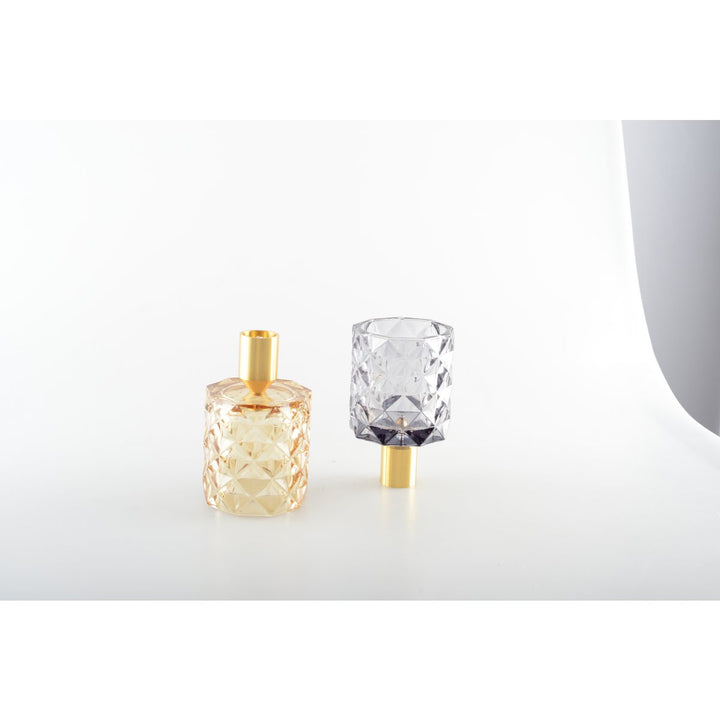 BOUGEOIR EN VERRE DIAMAND JAUNE