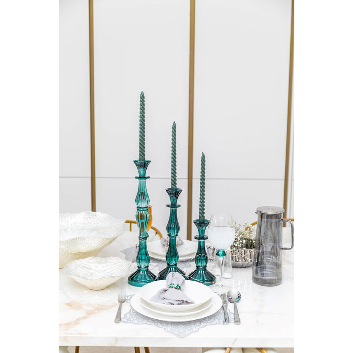 BOUGEOIR VERRE TURQUOISE