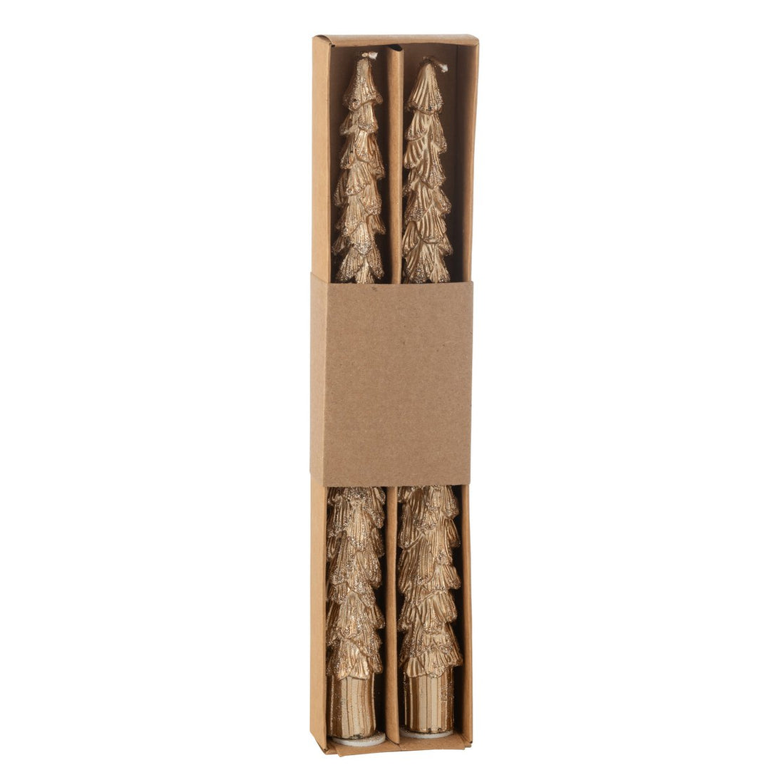Boîte de 2 Bougies Arbre Doré 
