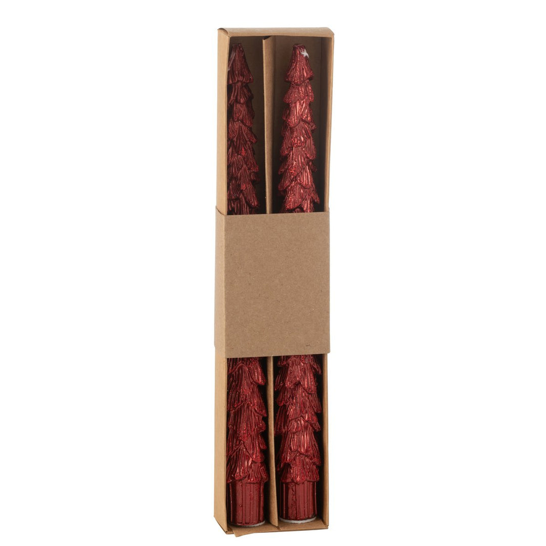 Boîte de 2 Bougies Arbre de Noël Rouge  3h