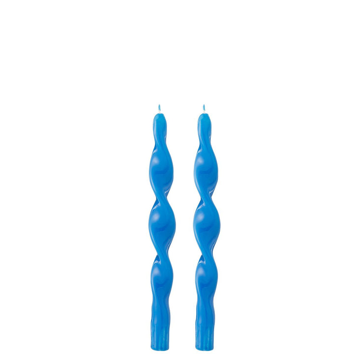Boîte de 2 bougies torsadées bleues Small - 35h