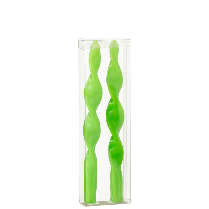 Boîte de 2 bougies torsadées vertes 