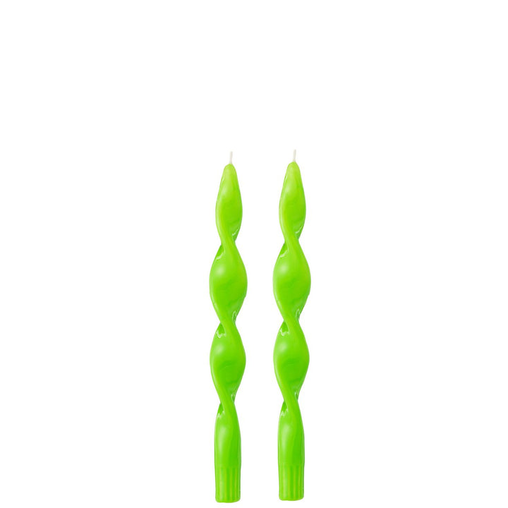 Boîte de 2 bougies torsadées vertes - 3h