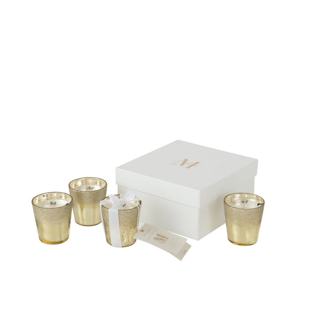 Boîte de 4 Bougies Parfumées M-Chic Verre Or 21h