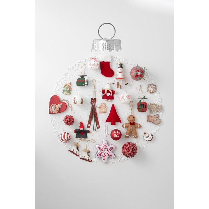 Boîte de 4 Boules de Noël avec Baies Givrées Blanc/Rouge