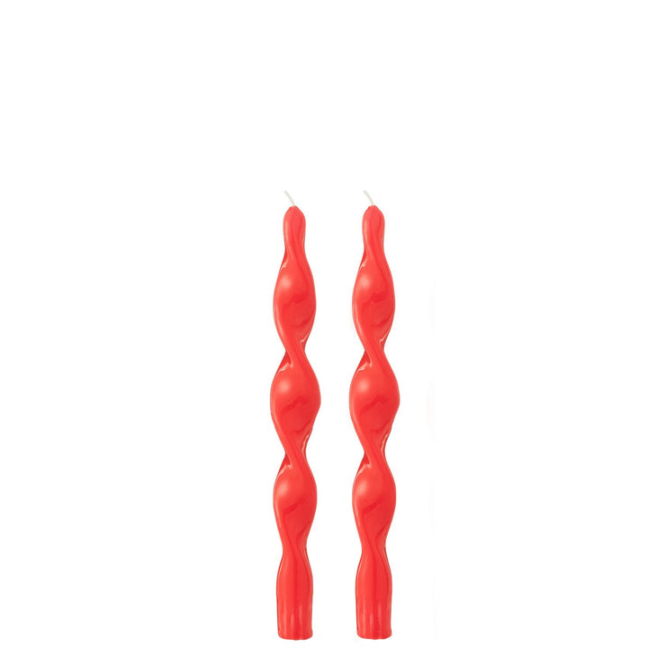 Boite 2 Bougies Torsade Rouge Small-3h 