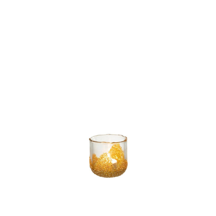 BougeoirS Strass Verre Transparent/Or PetiI