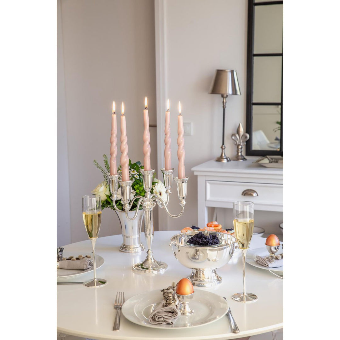 Bougeoir à 5 lampes, pour bougies coniques, argenté, anti-ternissement, hauteur 31 