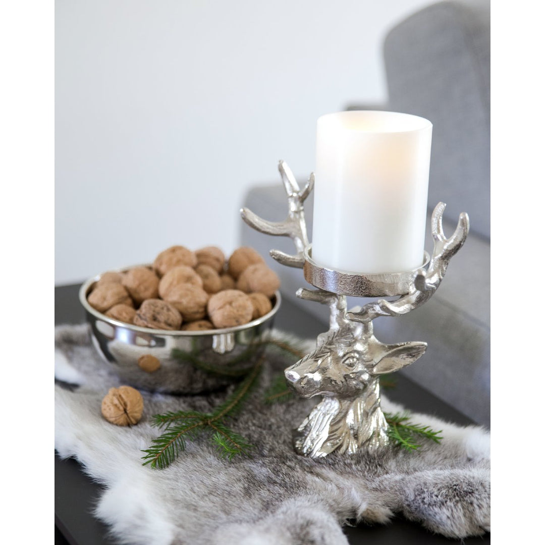 Bougeoir Cerf  – Aluminium nickelé bougie pillar