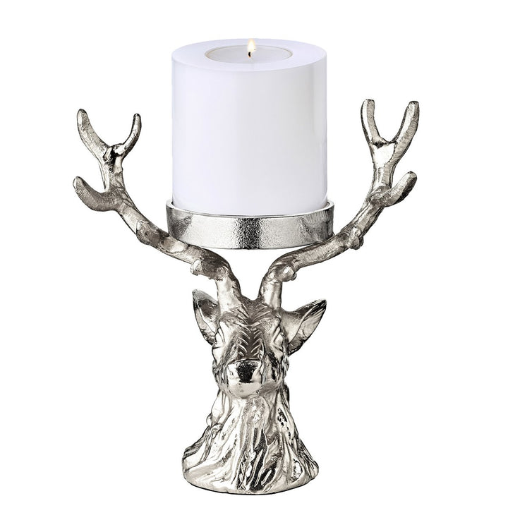 Bougeoir Cerf EDZARD – Aluminium nickelé