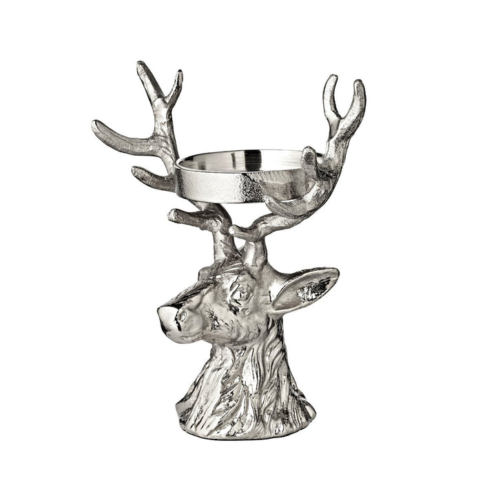 Bougeoir Cerf EDZARD – Aluminium nickelé, hauteur 20 