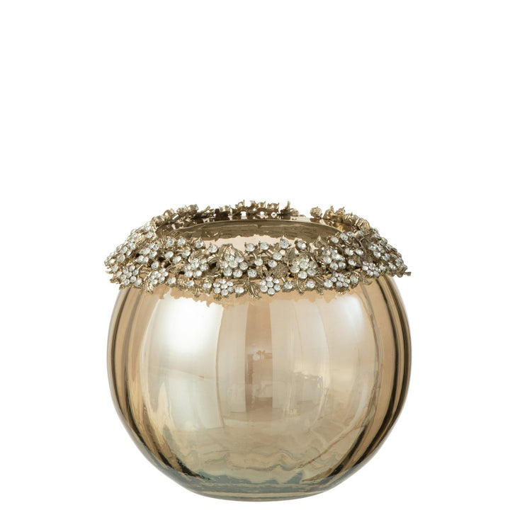 Bougeoir J-Line Volve - métal/verre - or/bronze H14