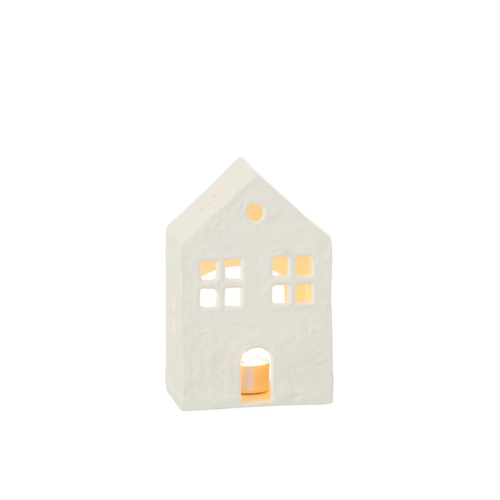 Bougeoir Maison en Aluminium Blanc 