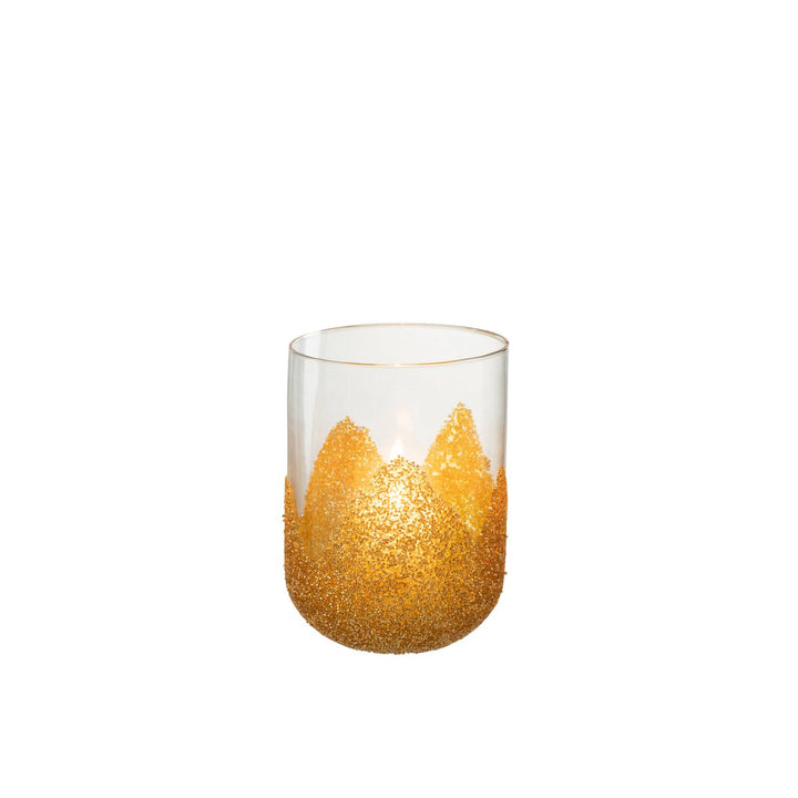 Bougeoir Strass Verre Transparent  Or 