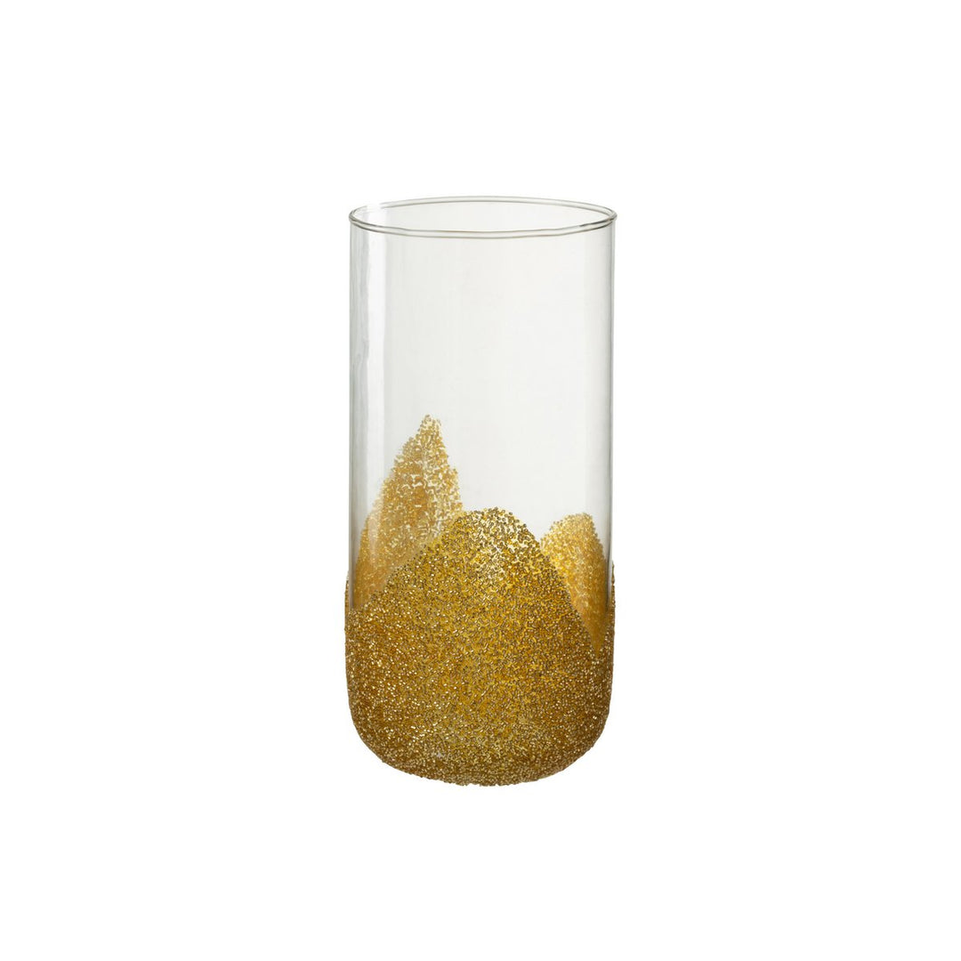 Bougeoir Strass Verre Transparent/Or Grand