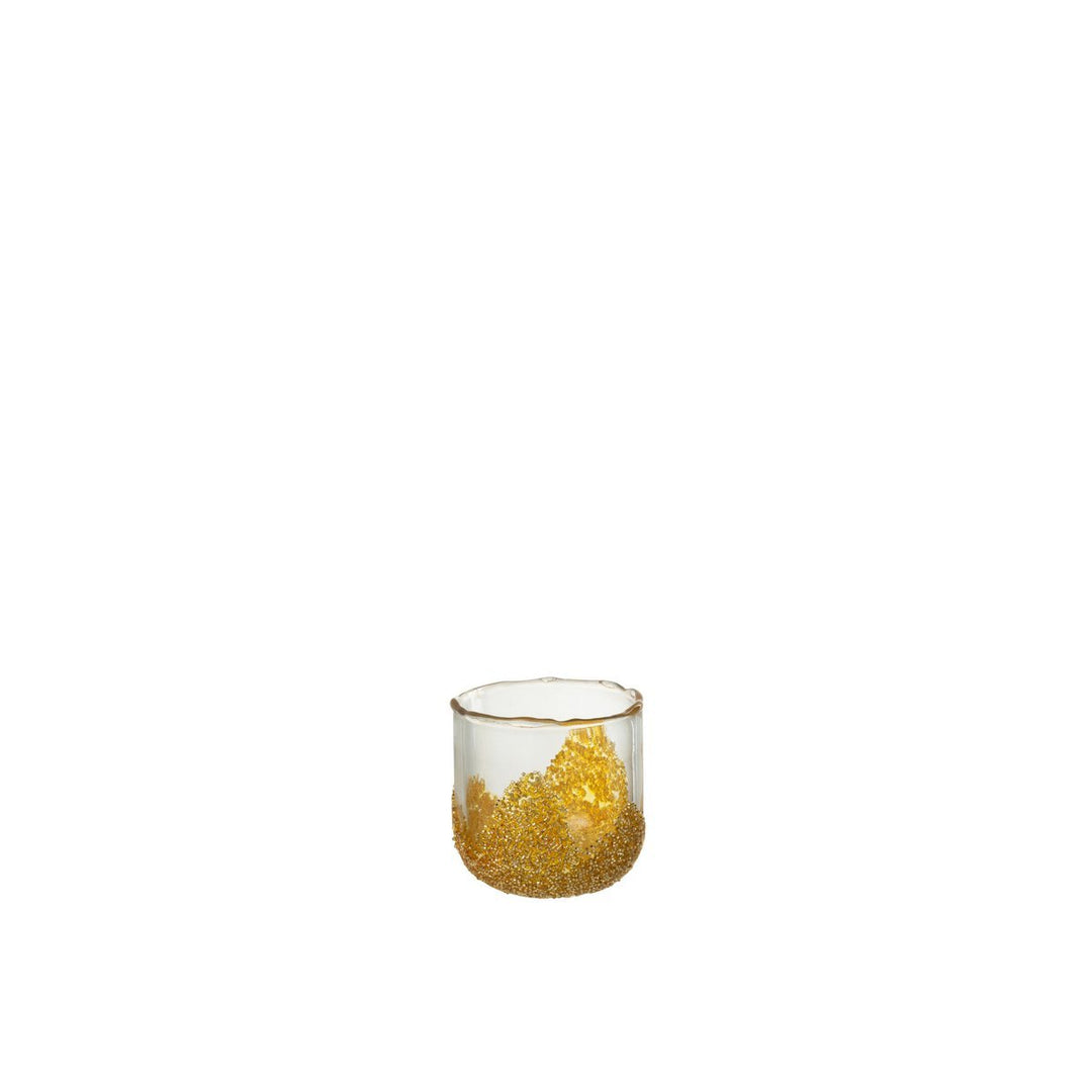 Bougeoir Strass Verre Transparent/Or Petit