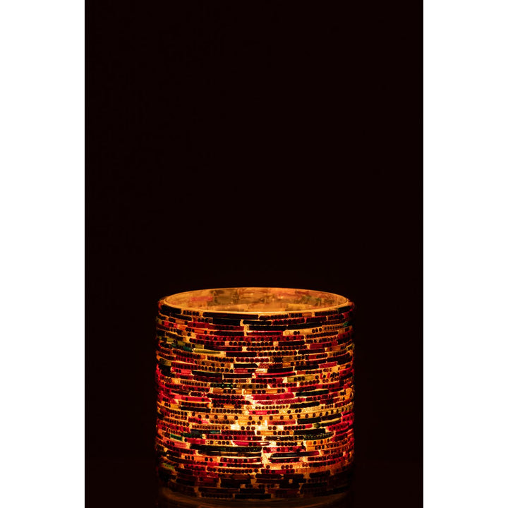 Bougeoir Verres Peints Multicolore et Doré magique