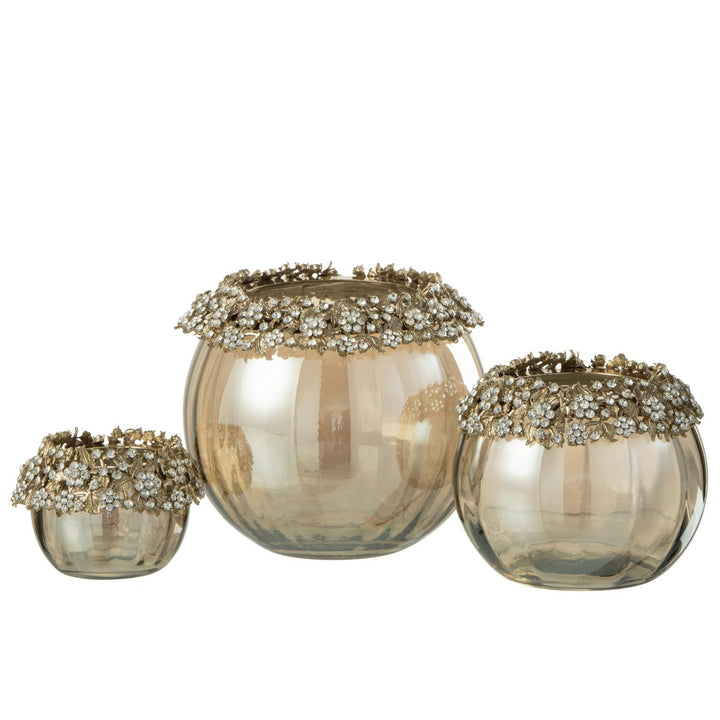 Bougeoir Volve - métal/verre - or/bronze H14