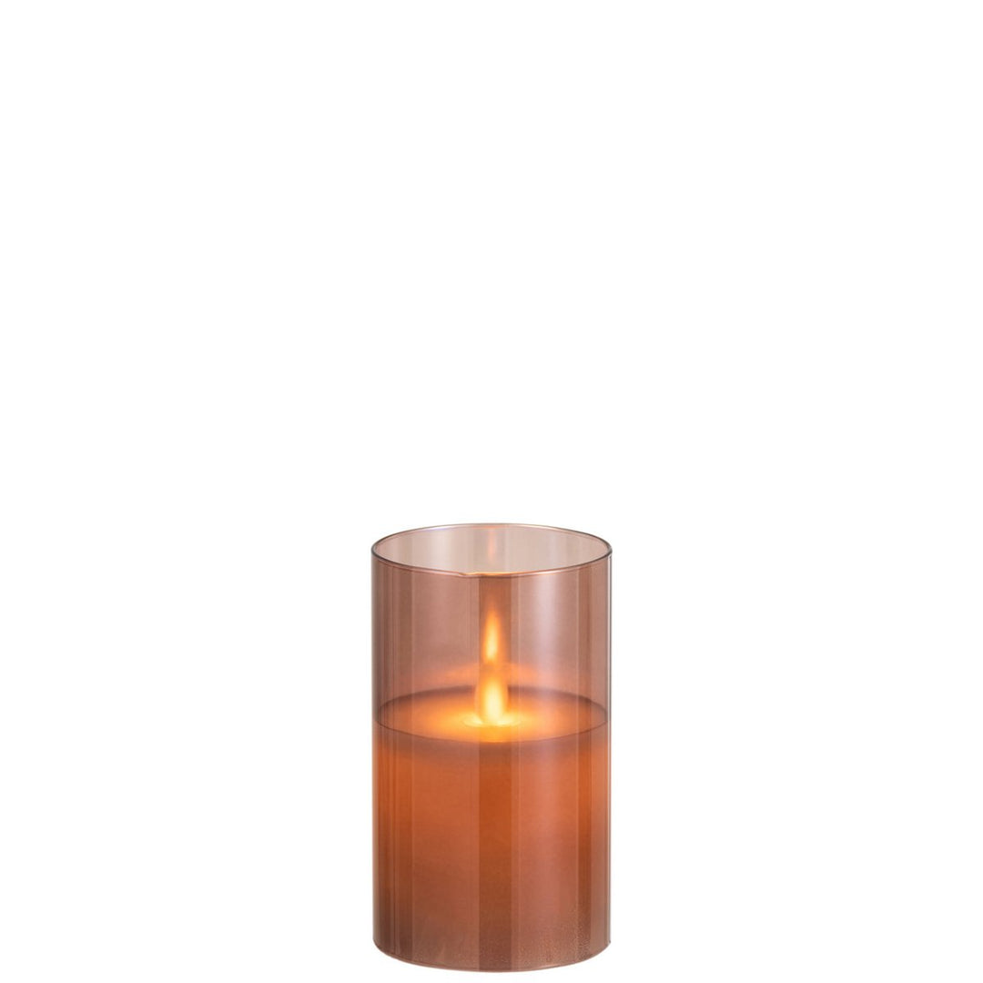 Bougeoir en veRRE maron BOUGIE LED