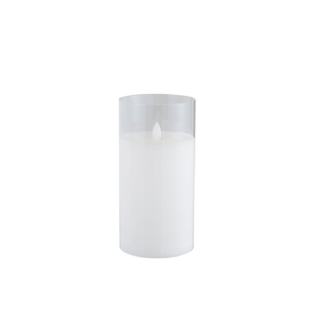 Bougeoir en verre&nbsp; transparent avec bougie LED – Taille M