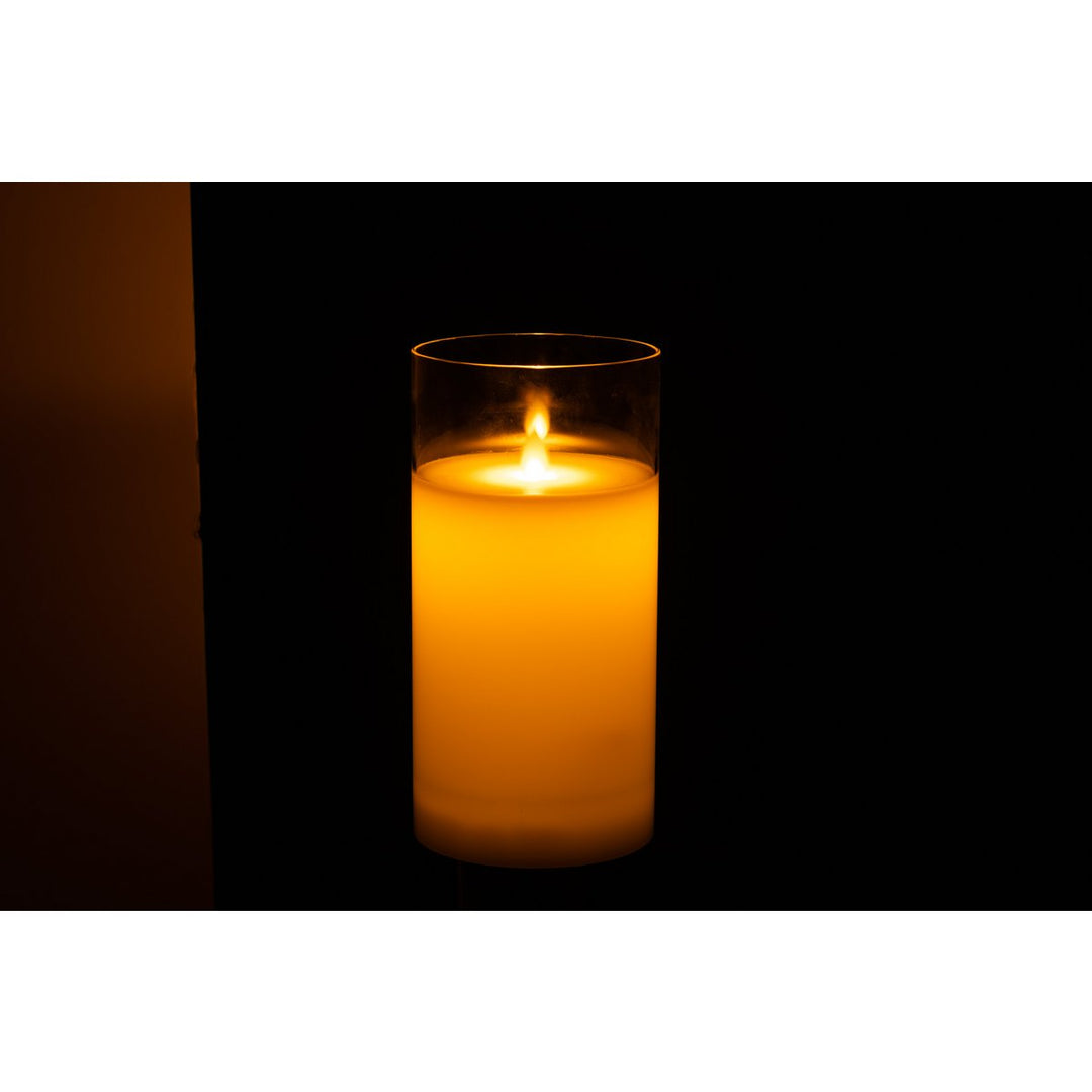 Bougeoir en verre&nbsp; transparent avec bougie LED – Taille Moy