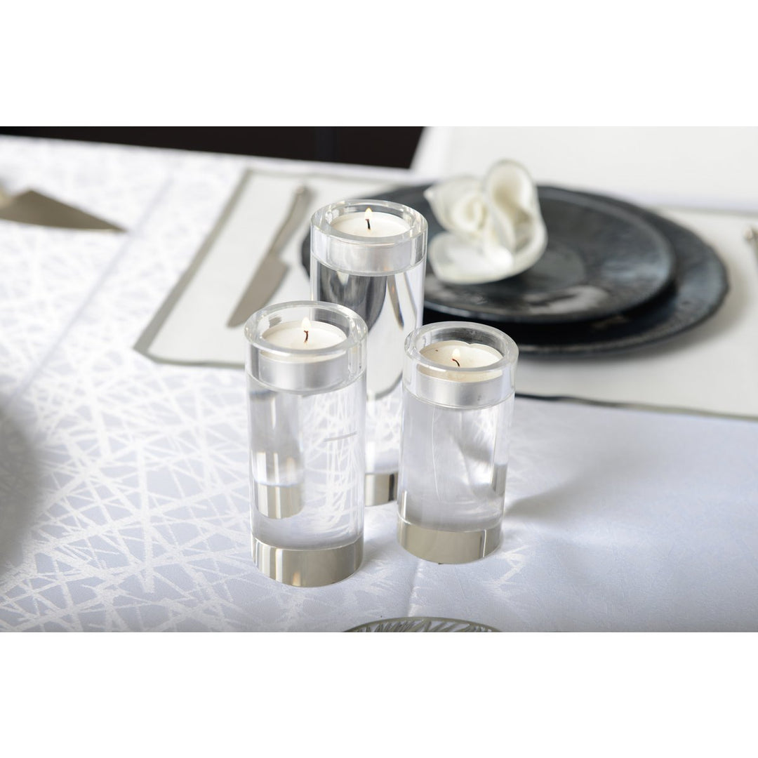Bougeoir en verre transparant H14cm pour fetes, mariages, événements