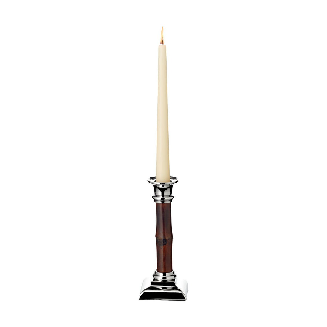 Bougeoir nickelé et bambou HOLM - 20 cm edzard