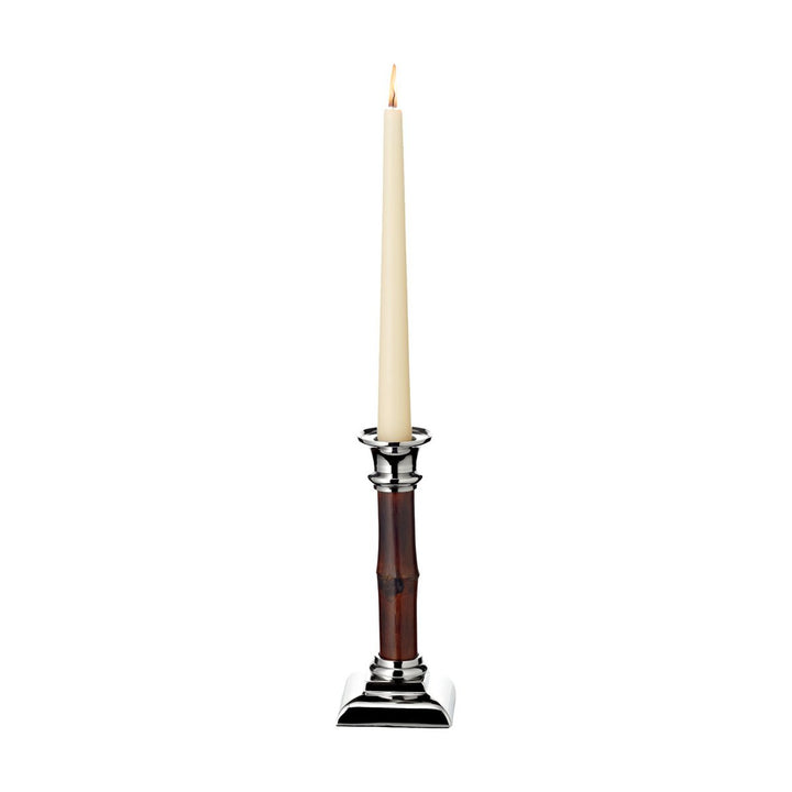 Bougeoir nickelé et bambou HOLM - 20 cm edzard