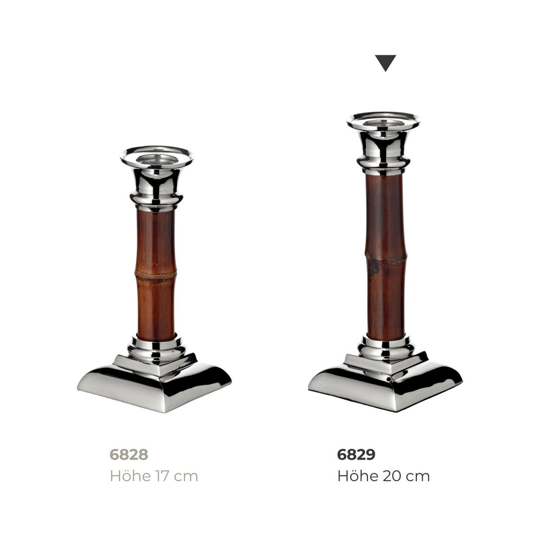 Bougeoir nickelé et bambou HOLM hauteur 20