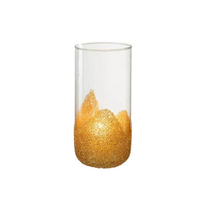 Bougeoirs Strass Verre Transparent/Or Grand