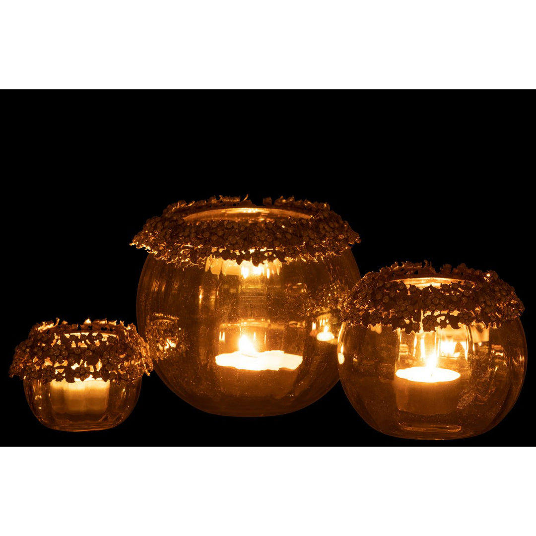 Bougeoirs  métal/verre - or/bronze 