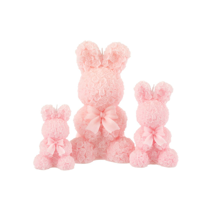 Bougie Lapin en cire rose – Grande taille 