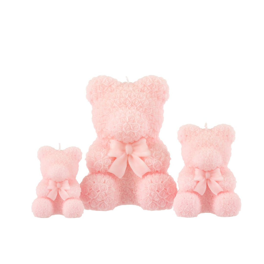 Bougie Ours en cire rose -Grande taille 