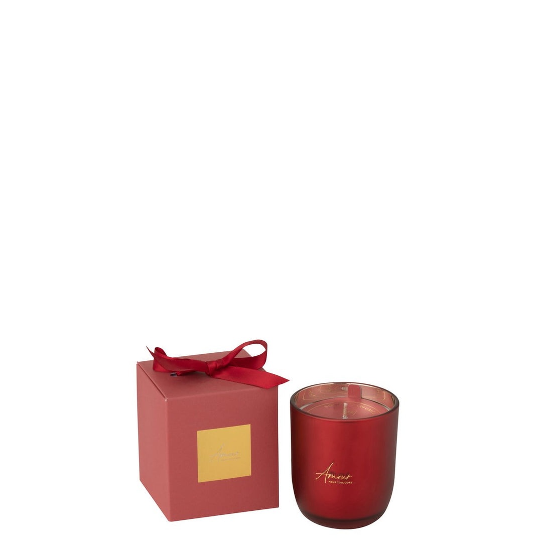 Bougie Parfumée Amour en Verre Rouge H10cm