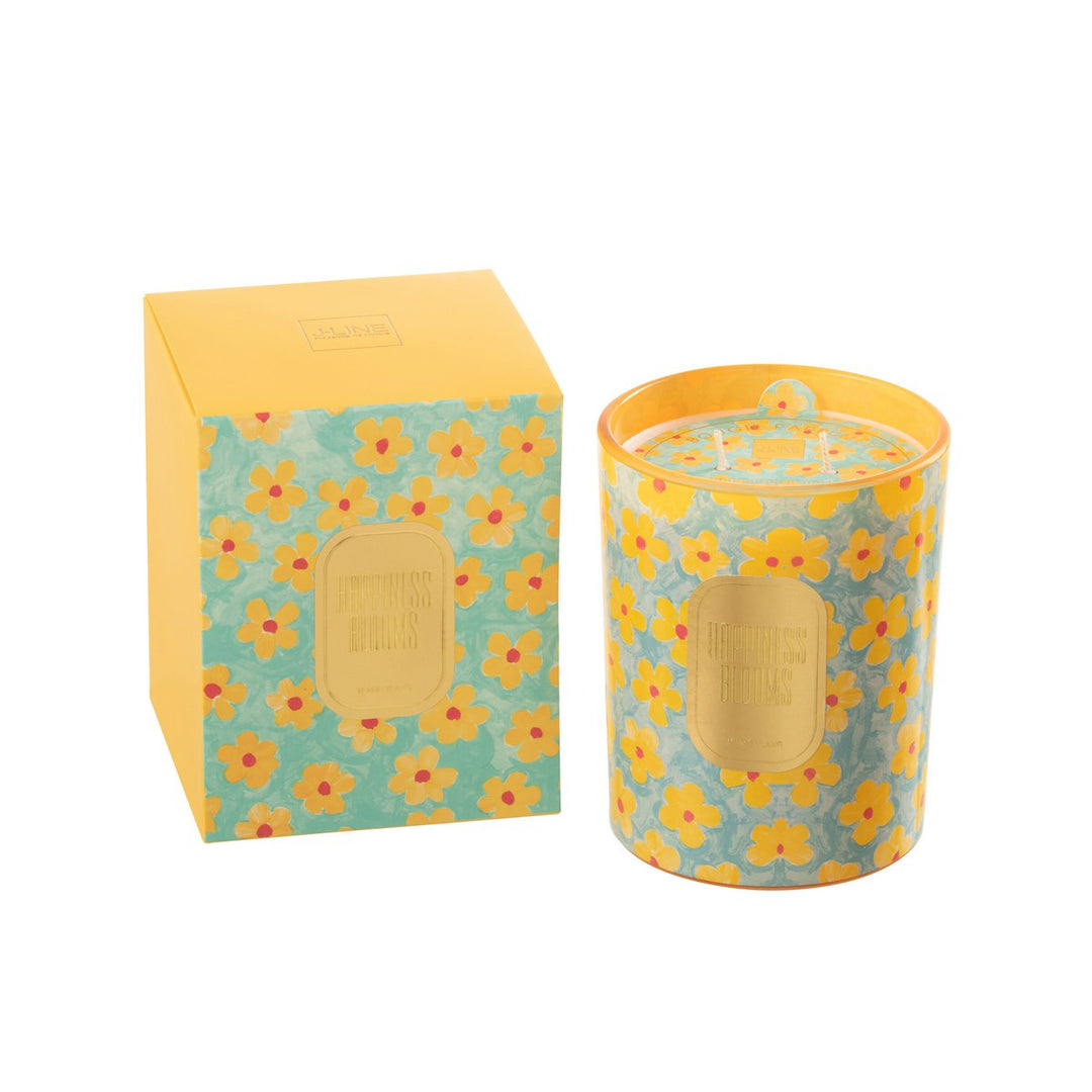 Bougie Senteur Fleurs Azur/Jaune Large - 70 Heures