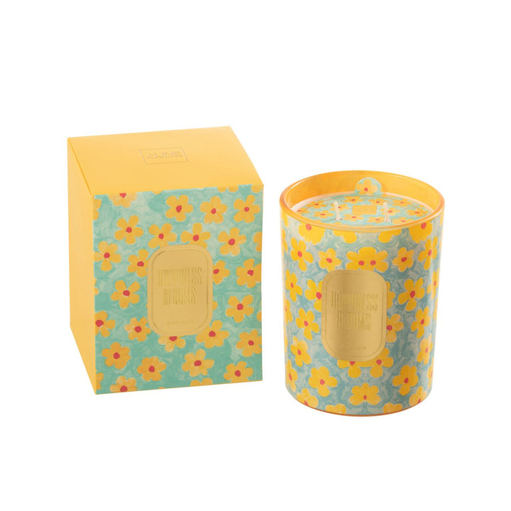 Bougie Senteur Fleurs Azur/Jaune Large - 70 Heures
